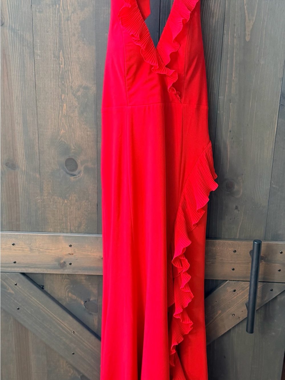 Dress the Population Vibrant Red Ruffled Maxi Dress - Picture 5 of 10